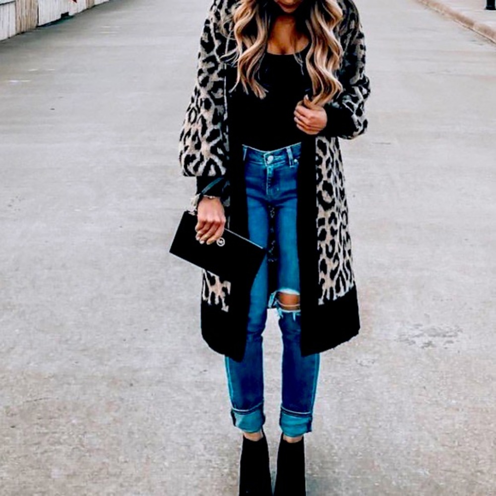 Cheetah Print Long Cardigan/Duster NWT